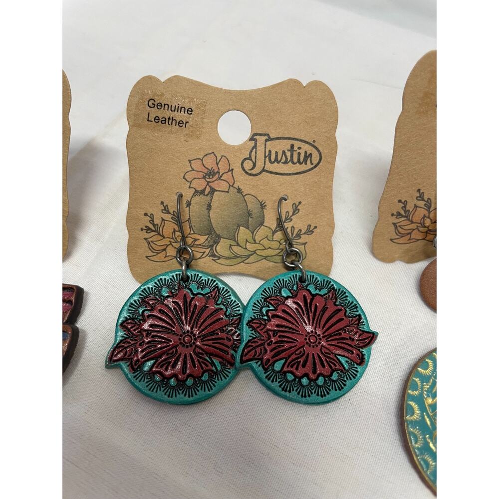 Justin Brand from Boot Barn 3 Pairs of Genuine Leather Earrings Western Wear New - Picture 3 of 6
